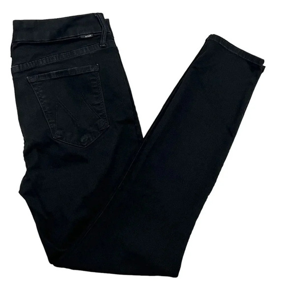 MOTHER High Waisted Lace Up Looker Skinny Jeans Not Guilty Black Size 29 - Picture 5 of 12